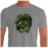 Camiseta - Pesca Esportiva -  Voraz Agressivo e Combatente Pesca Peixe Black Bass Frente Cinza