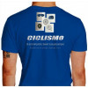 Camiseta - Ciclismo - Acessórios Bike e Ciclista Óculos, Capacete, Roda, Relógio e Pedal Costas Azul