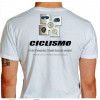 Camiseta - Ciclismo - Acessórios Bike e Ciclista Óculos, Capacete, Roda, Relógio e Pedal Costas Branca