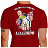 Camiseta - Ciclismo - Ciclista Atravessando a Linha de Chegada Frase A Vitória Pertence ao Mais Perseverante Costas Vermelha