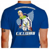 Camiseta - Ciclismo - Ciclista Atravessando a Linha de Chegada Frase A Vitória Pertence ao Mais Perseverante Costas Azul