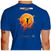 Camiseta - Triatlhon - Triatleta Cruzando Linha de Chegada Efeito Sol Frase A Dor Dura um Momento só , a Alegria de ter Chegado Dura Para Sempre Costas Azul