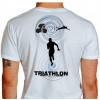 Camiseta - Triatlhon - Atletas Ilustração Fundo Frase Competir é Fácil o Difícil é Treinar Costas Branca