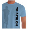 Camiseta - Triatlhon - Atletas Ilustração Fundo Frase Competir é Fácil o Difícil é Treinar Frente
