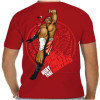 Camiseta - Muay Thai - Garuda Oito Armas Mortais Lutador dando Gancho em Salto Costas Vermelha