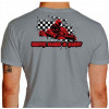 Camiseta - Kart - Bandeirada Chegada Piloto Cartismo Frase Drive, Hard & Fast Costas Cinza