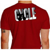 Camiseta - Ciclismo - Texto Cycle Ciclista Tentando Fuga Torcendo o Cabo Costas Vermelha