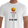 Camiseta - Basquete - Bola na Cesta Is My Life Jogador Enterrando de Frente Branca