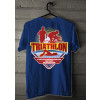 Camiseta - Triatlhon - Imagem Triatletas Frase Se Você não Lutar por Alguma Coisa, Será Vencido por Qualquer Coisa Costas Azul