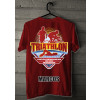 Camiseta - Triatlhon - Imagem Triatletas Frase Se Você não Lutar por Alguma Coisa, Será Vencido por Qualquer Coisa Costas Vermelha