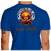 Camiseta - Kart - Caveira Piloto Efeito Fogo Capacete Catraca e Corrente Racing is in my Blood Costas Azul