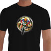 Camiseta - BMX Racing - Piloto Correndo Velocidade e Técnica Ilustração Fundo Catraca Preta