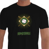 Camiseta - Beisebol - Campo Bola Taco Efeito Fundo Preta