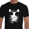 Camiseta - Halterofilismo - Estampa Halterofilista Barra acima da Cabeça Estrelas Preta