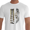 Camiseta - Parkour - Dois Traceurs Movimento Salto do Gato PK Frase Efeito Asfalto - branca