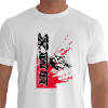 Camiseta - BMX Racing - Efeito de Tinta Pega de Dois Pilotos Bike Branca