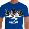 Camiseta - Parkour - Traceur Praticando PK pela Cidade - AZUL