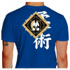 Camiseta - Jiu-Jitsu - Lutador Posição Seiza Kanji Tatame Costas Azul