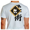 Camiseta - Jiu-Jitsu - Lutador Posição Seiza Kanji Tatame Costas Branca