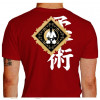 Camiseta - Jiu-Jitsu - Lutador Posição Seiza Kanji Tatame Costas Vermelha