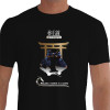 Camiseta - Kendo - Luta Espadas Samurais no Templo Kanji Dragão Frase Moldar a Mente e o Corpo Preta