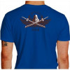 Camiseta - Aikido - O-Sensei Morihei Ueshiba entre Duas Espadas Bushi Estrelas Kanji Costas Azul