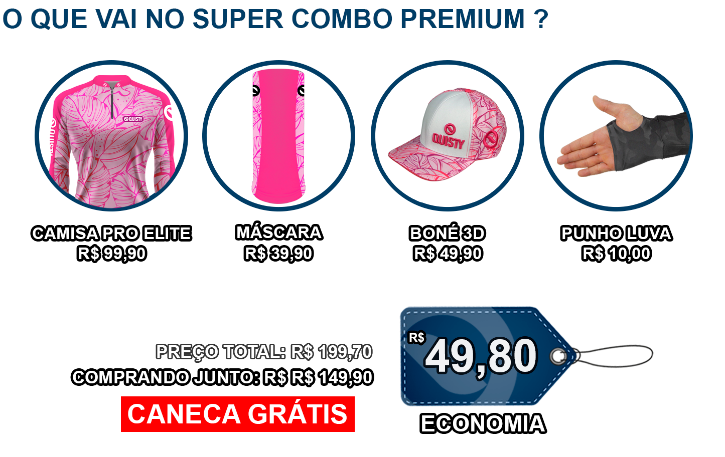 Combo Premium - Pro Elite Tucunaré Minha Paixão Pesca Esportiva - Camisa +  Punho Luva + Máscara Premium DryUv50+